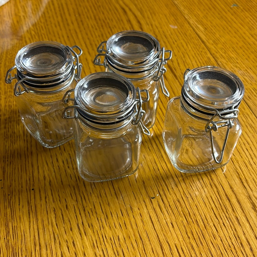 4-Pack Glass Square Apothecary Jars
